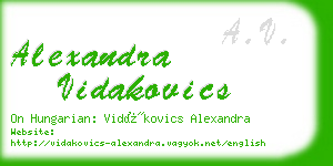 alexandra vidakovics business card